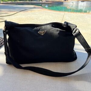 Vintage Prada Black Tessuto Nylon Shoulder Handbag
